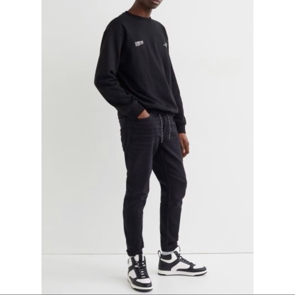 Men’s Black joggers in stretch denim (M). - Picture 1 of 5